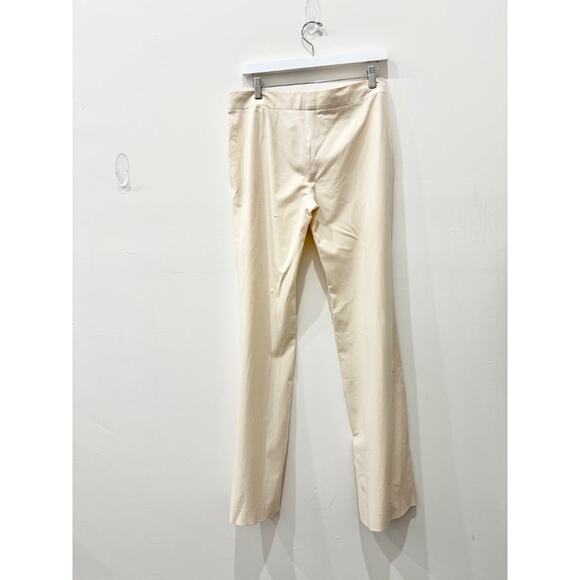 Alberta Ferretti Flat Front Low Rise Wide Leg Trouser Pants Cream Womens Size 10 - Picture 2 of 4